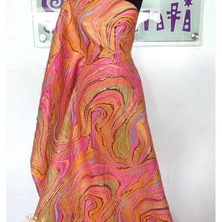 Shaunti Fabrics-Orange and Peach Damask Brocade-image-02