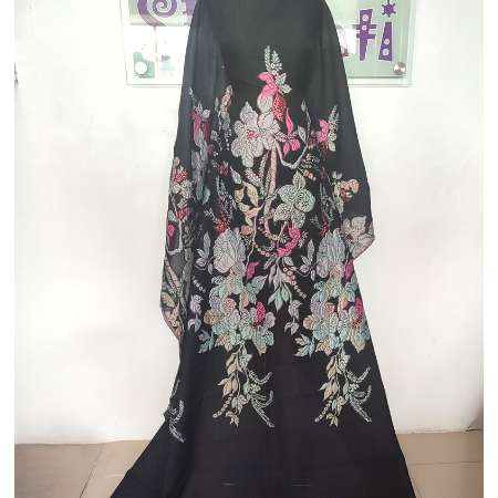 Black Plain & Patterned Organza Brocade-image