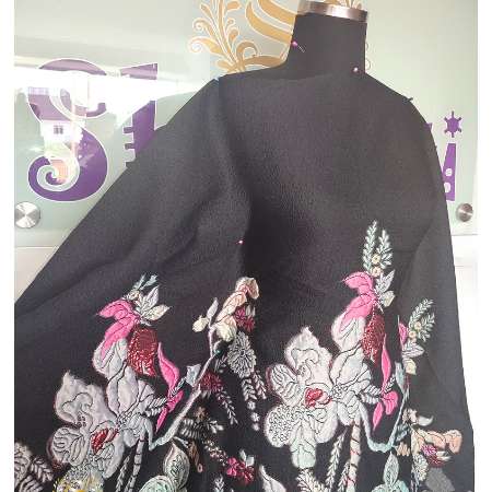 Shaunti Fabrics-Black Plain & Patterned Organza Brocade-image-02