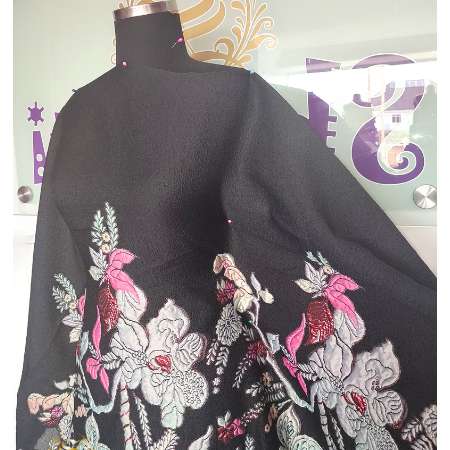 Black Plain & Patterned Organza Brocade-image