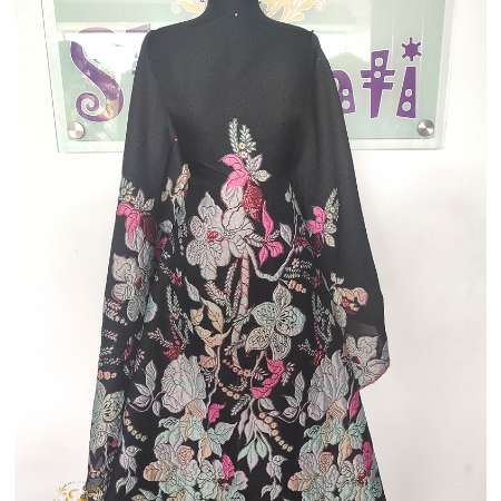 Shaunti Fabrics-Black Plain & Patterned Organza Brocade-image-01