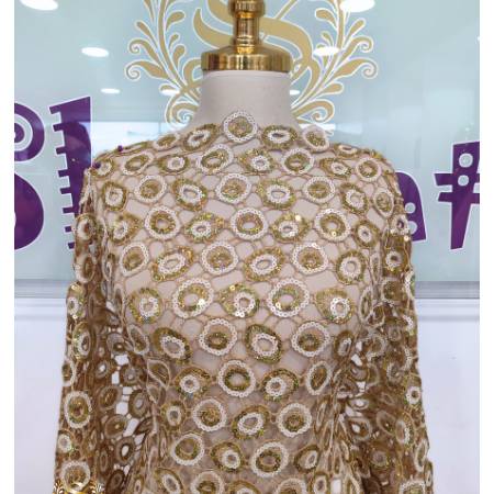 Shaunti Fabrics-Gold Sequin Lace-image-01