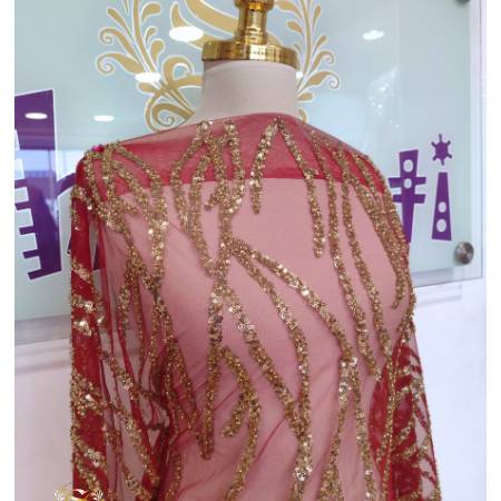 Wine and Gold French Lace-image