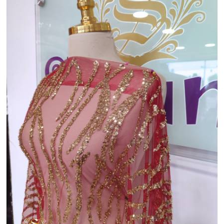 Wine and Gold French Lace-image